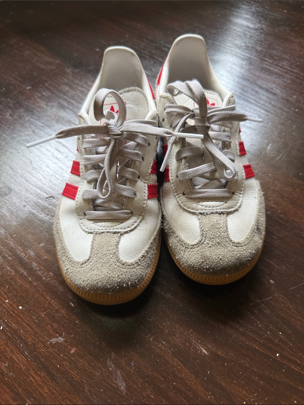 adidas Kids White Sneakers with Red Stripes